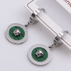 Серьги сталь№809 Голова Медузы Versace (Версаче) с малахитовым фоном куплю бижутерию сталь оптом.