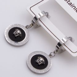 Серьги сталь№810 Голова Медузы Versace (Версаче) с черным фоном куплю бижутерию сталь оптом.