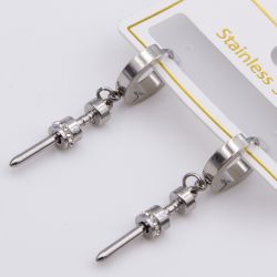 Серьги сталь№816 гвоздь Cartier с тиснением куплю бижутерию сталь оптом.