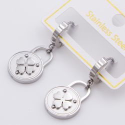 Серьги сталь№821 подвески стилизованный замок с клевером куплю бижутерию сталь оптом.