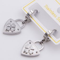 Серьги сталь№822 подвески стилизованный замок с клевером куплю бижутерию сталь оптом.