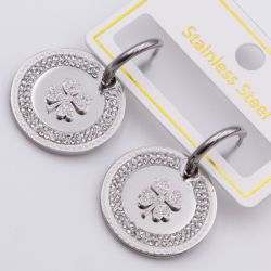 Серьги сталь№832 с большими круглыми медальонами Van Cleef куплю бижутерию сталь оптом.