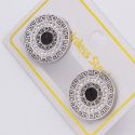 Серьги сталь№838 круги с меандром и камнями Versace куплю бижутерию из мед стали оптом.