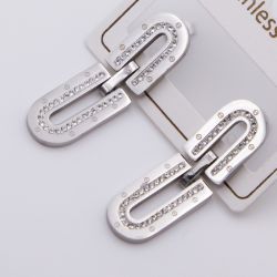 Серьги сталь№843 скрепка Paperclip Cartier с дорожкой из камней куплю бижутерию из мед стали оптом.