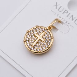 Кулон Xuping№477 медалька с декоративным крестиком в центре 18К купить ювелирные украшения оптом недорого.