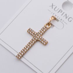 Кулон Xuping№479 четырехконечный крест с дорожками из камней 18К купить ювелирные украшения оптом недорого.