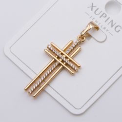 Кулон Xuping№480 модерновый крест из тонких линий и стержней 18К купить ювелирные украшения оптом недорого.