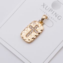 Кулон Xuping№483 пластина с мягкими углами и крестиком с камешками 18К купить ювелирные украшения оптом недорого.