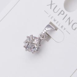 Кулон Xuping№486 объемный квадрат-солитер под белое золото с цирконами купить ювелирные украшения оптом недорого.