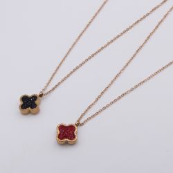 Цепочка сталь№855 45 + 5 см удлинитель, черный и красный клевер Van Cleef & Arpels купить качественные украшения.