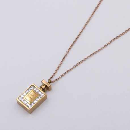 Цепочка сталь№857 45 + 5 см удлинитель, в виде флакона духов Chanel N°5 купить качественные украшения.