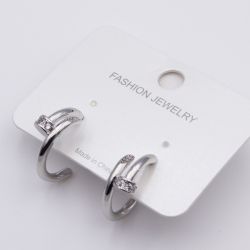 Серьги сталь№861 изогнутый гвоздь Cartier с плоской шапочкой купить качественные украшения.