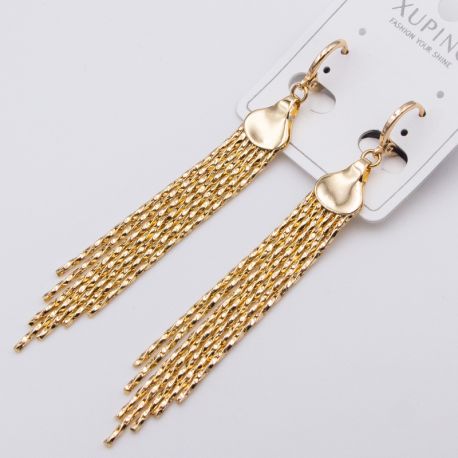 Серьги Xuping№2443 с кручеными цепочками в подвеске 18К ювелирная бижутерия Харьков оптом.