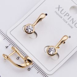 Серьги Xuping№2445 каплевидный силуэт на английском замке 18К ювелирная бижутерия Харьков оптом.