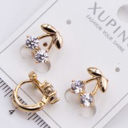 Серьги Xuping№2455 в форме ягод вишни с цирконами 18К ювелирная бижутерия Харьков оптом.
