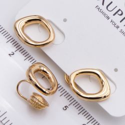 Серьги Xuping№2456 клипсы с мягкими плавными линиями жидкого золота 18К ювелирная бижутерия Харьков оптом.