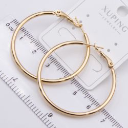 Серьги Xuping№2458 3.5 см кольца (конго) базового гладкого дизайна 18К ювелирная бижутерия Харьков оптом.