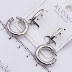 Серьги Xuping№2461 подвижная подвеска родированный гвоздь ювелирная бижутерия Харьков оптом.