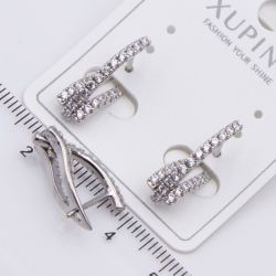 Серьги Xuping№2462 пересекающиеся дорожки с камнями ювелирная бижутерия Харьков оптом.