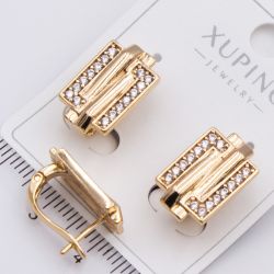 Серьги Xuping№2463 прямоугольный акцентный мотив с ломаными линиями 18К ювелирная бижутерия Харьков оптом.