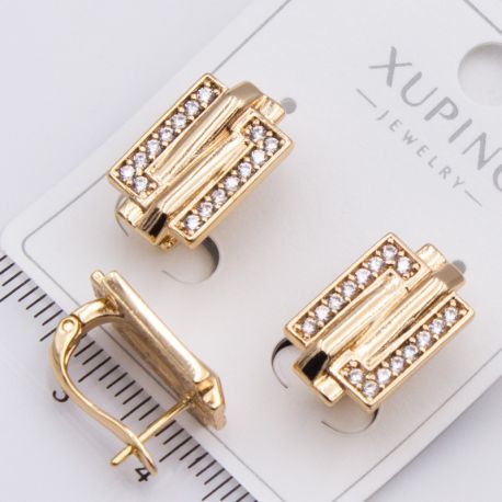 Серьги Xuping№2463 прямоугольный акцентный мотив с ломаными линиями 18К ювелирная бижутерия Харьков оптом.
