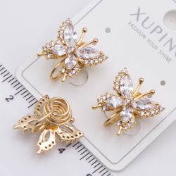Серьги Xuping№2467 клипсы в форме бабочек с белыми цирконами 18К ювелирная бижутерия Харьков оптом.