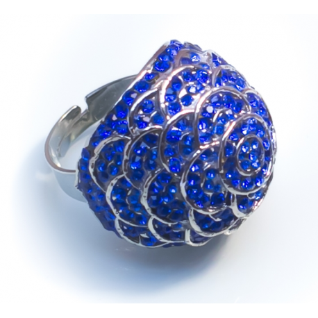 Кольцо роза с синими камнями№32
