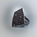 Кольцо с черными стразами № 113