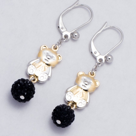 Серьги Xuping№405 мишка с висюлькой черного цвета.