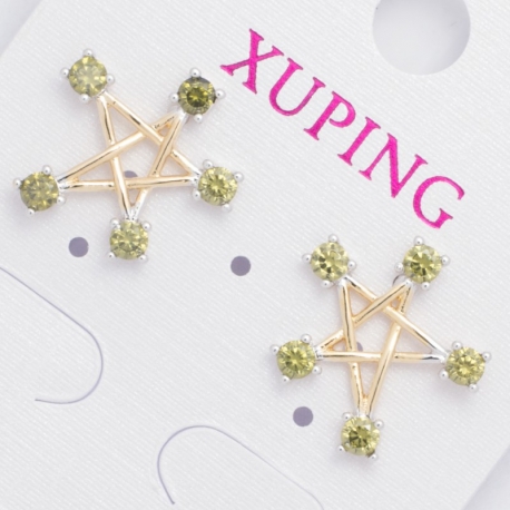 Гвоздики Xuping№429 звездочка с яблочными камнями.