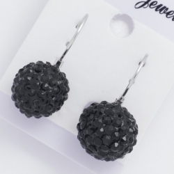 Серьги№979 шарики в мелких камешках на круглом замке