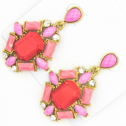 Серьги№1073 коралловые с розовыми вставками