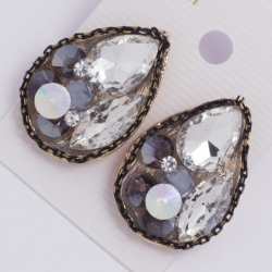 Серьги а/з№156 мозайкка из белых страз